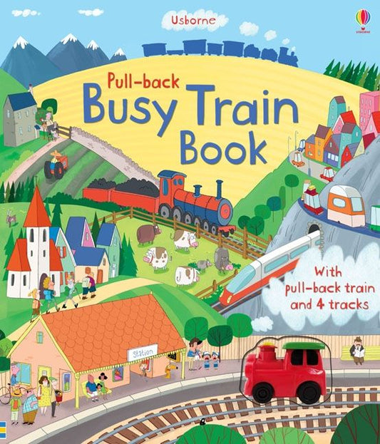Set puzzle si carte - Pull-back Busy Train Book, Usborne