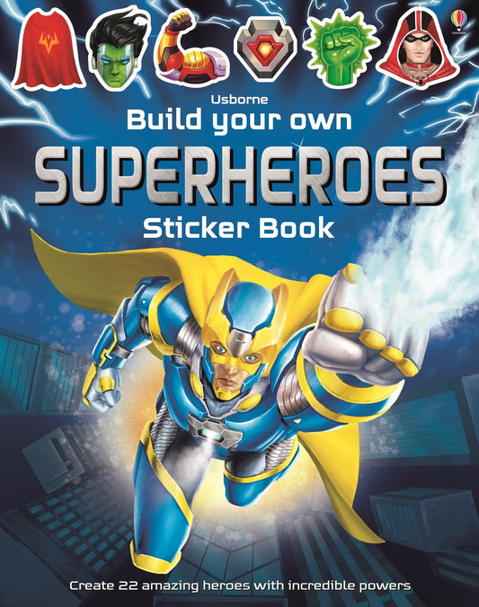 Carte stickere - Build Your Own Superheroes Sticker Book, Usborne