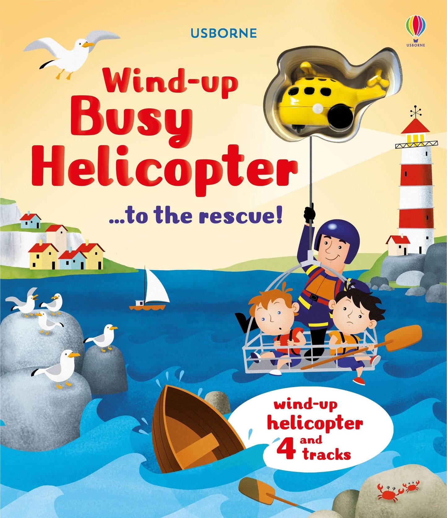 Set puzzle si carte - Wind-Up Busy Helicopter...to the Rescue!, Usborne