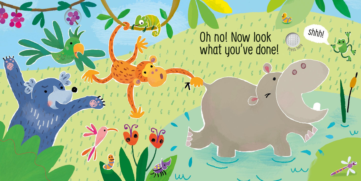Carte senzoriala cu sunete - Don't Tickle the Hippo!, Usborne