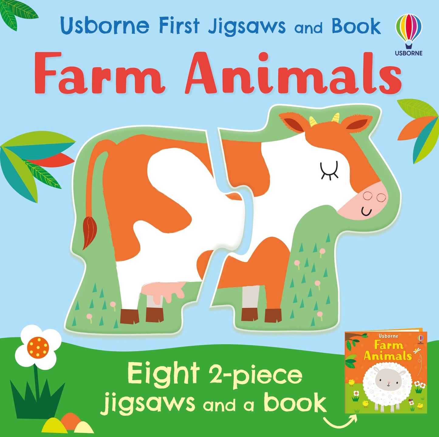 Set puzzle și carte - Usborne First Jigsaws: Farm Animals