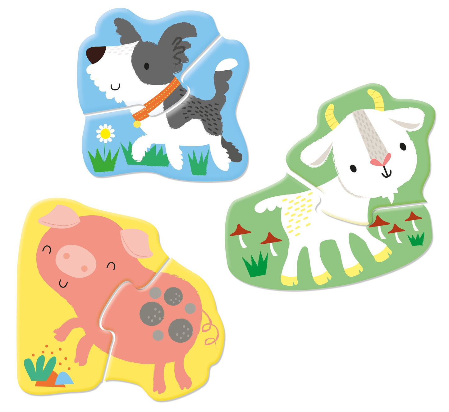 Set puzzle și carte - Usborne First Jigsaws: Farm Animals