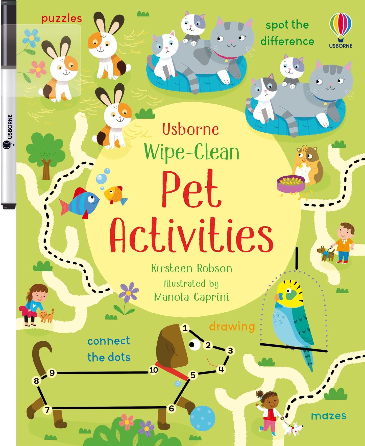 Carte educativa de activitatii - Wipe-Clean Pet Activities, Usborne, 3 ani+