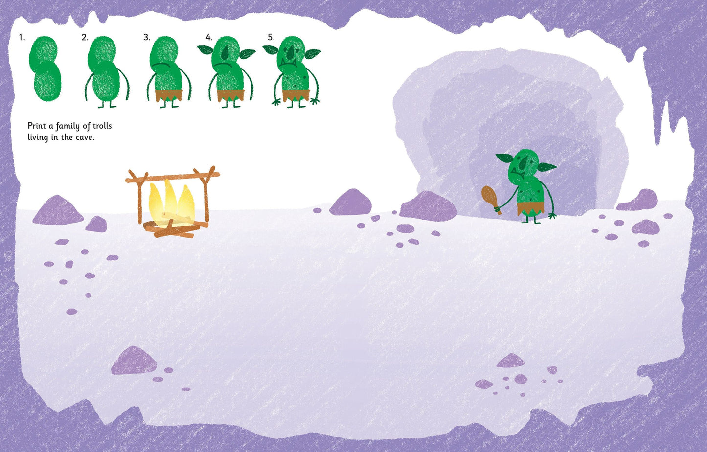 Carte pictură cu degete: Fingerprint Activities Monsters, Usborne, 5 ani+