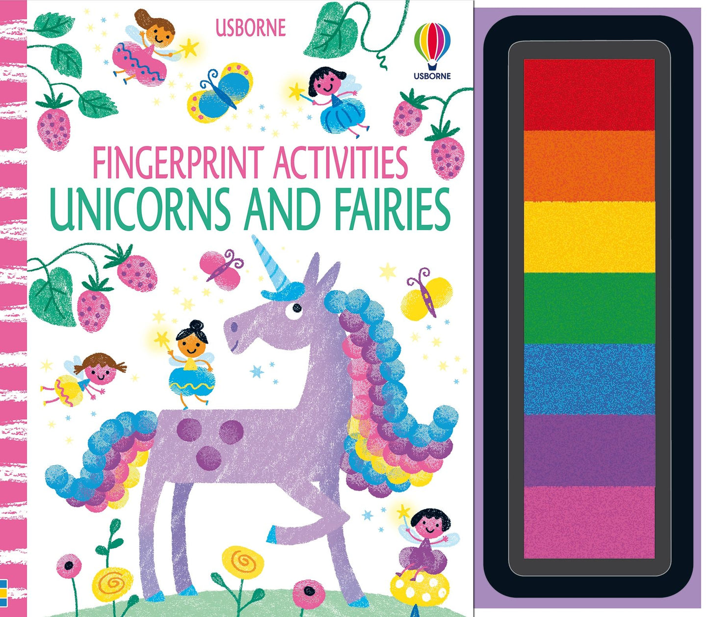 Carte pictură cu degete: Fingerprint Activities Unicorns and Fairies, Usborne, 6 ani+