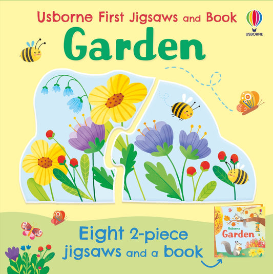 Set puzzle și carte - Usborne First Jigsaws And Book: Garden, Usborne, 2 ani+