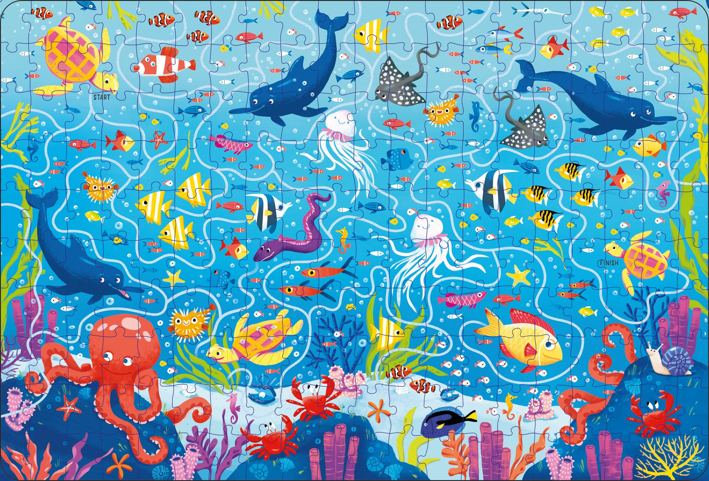Set puzzle si carte - Book And Jigsaw Under The Sea Maze, Usborne