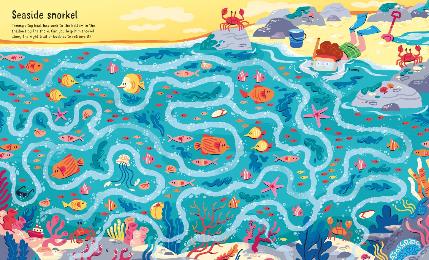 Set puzzle si carte - Book And Jigsaw Under The Sea Maze, Usborne