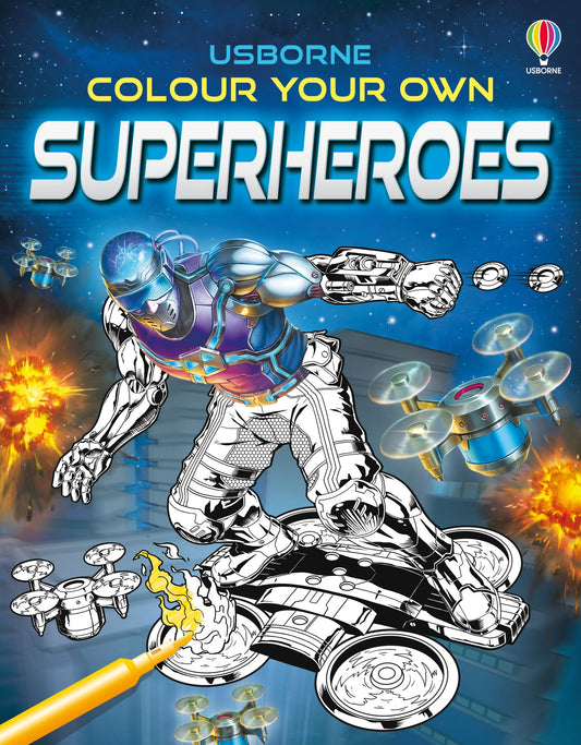 Carte colorat - Colour Your Own Superheroes, Usborne