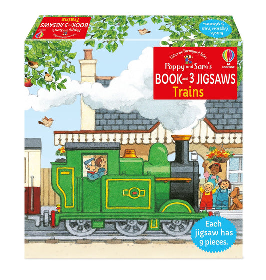 Set puzzle si carte - Poppy And Sam'S Book And 3 Jigsaws: Trains, Usborne