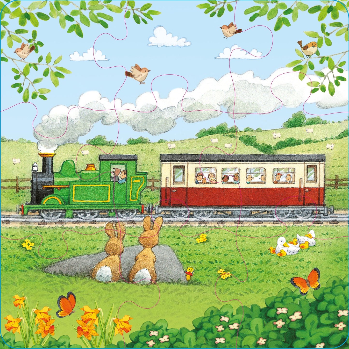 Set puzzle si carte - Poppy And Sam'S Book And 3 Jigsaws: Trains, Usborne