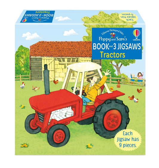 Set puzzle si carte - Poppy and Sam's Book and 3 Jigsaws: Tractors, Usborne