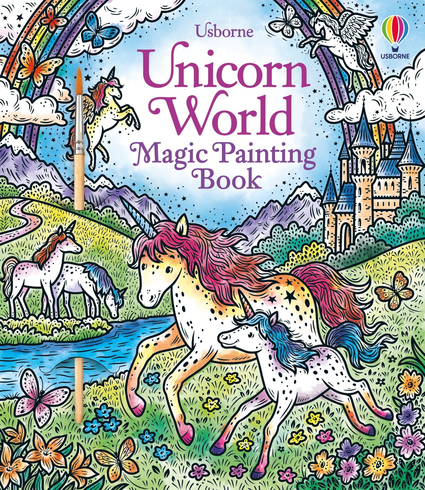 Carte de pictură cu apă - Unicorn World Magic Painting Book, Usborne, 4 ani+