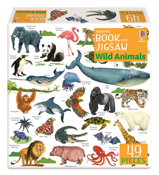 Set puzzle si carte - Usborne Book And Jigsaw Wild Animals, Usborne