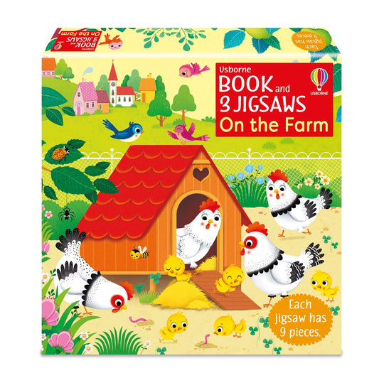 Set puzzle si carte - Book And 3 Jigsaws On The Farm, Usborne