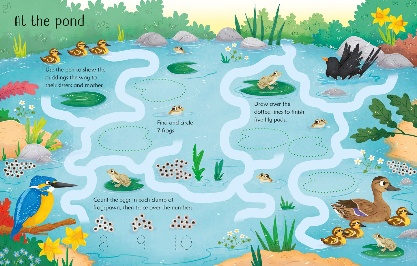 Carte educativa de activitatii - Wipe-Clean Spring Activities, Usborne