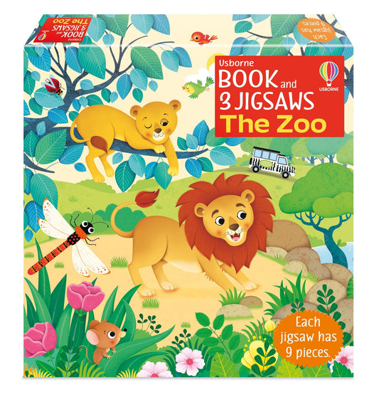 Set puzzle si carte - Usborne Book and 3 Jigsaws: The Zoo, Usborne