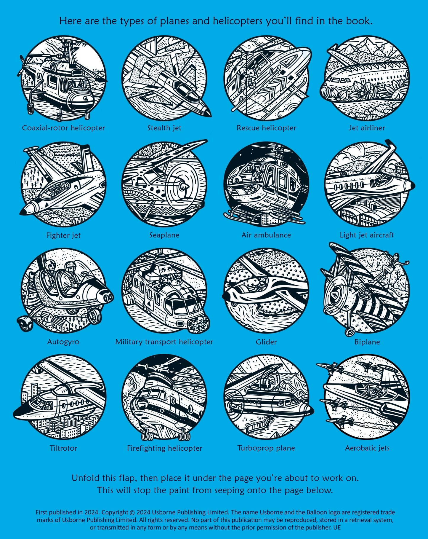 Carte pictură cu apă - Planes And Helicopters Magic Painting Book, Usborne