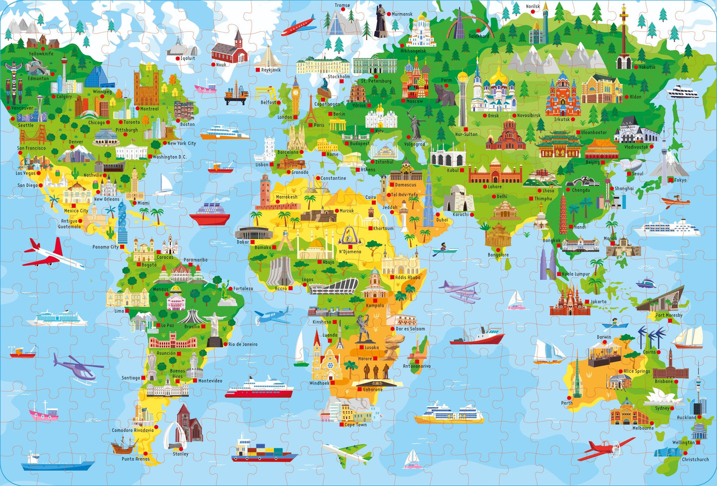 Set puzzle si carte - Book And Jigsaw Cities Of The World, Usborne
