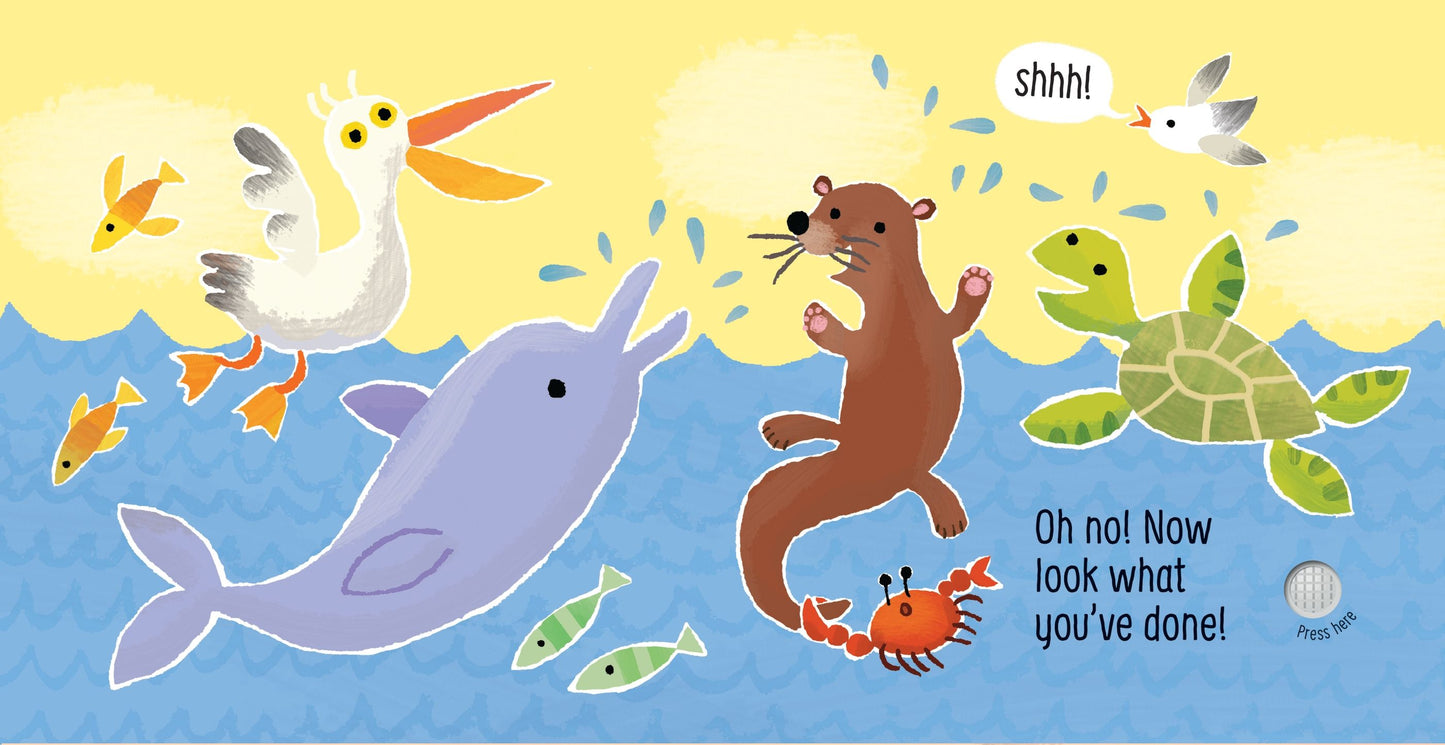 Carte senzoriala cu sunete - Don't tickle the dolphin, Usborne, 6 luni+
