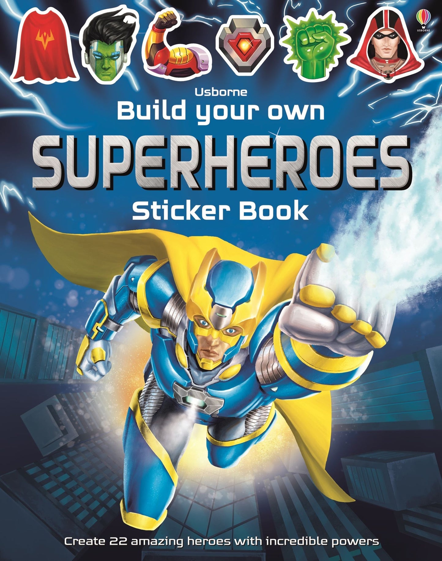 Carte stickere - Build Your Own Superheroes Sticker Book, Usborne
