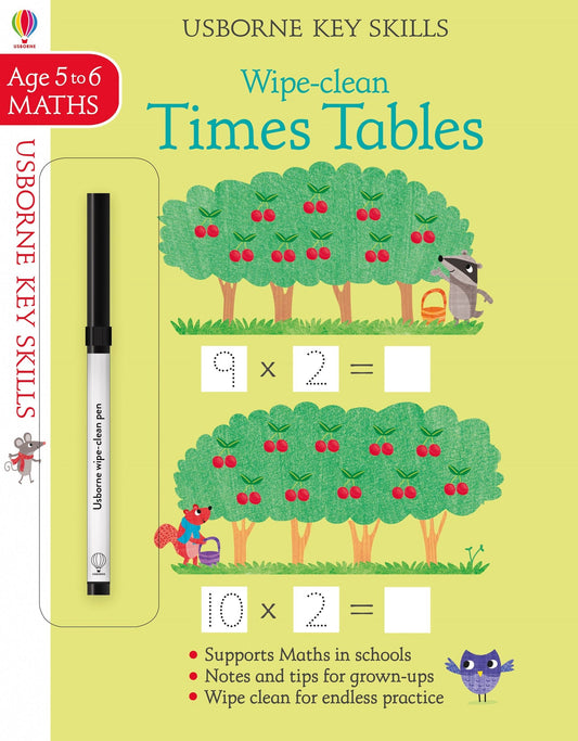 Carte educativa de activitatii  - Wipe-clean Times Tables 5-6, Usborne, 5 ani+