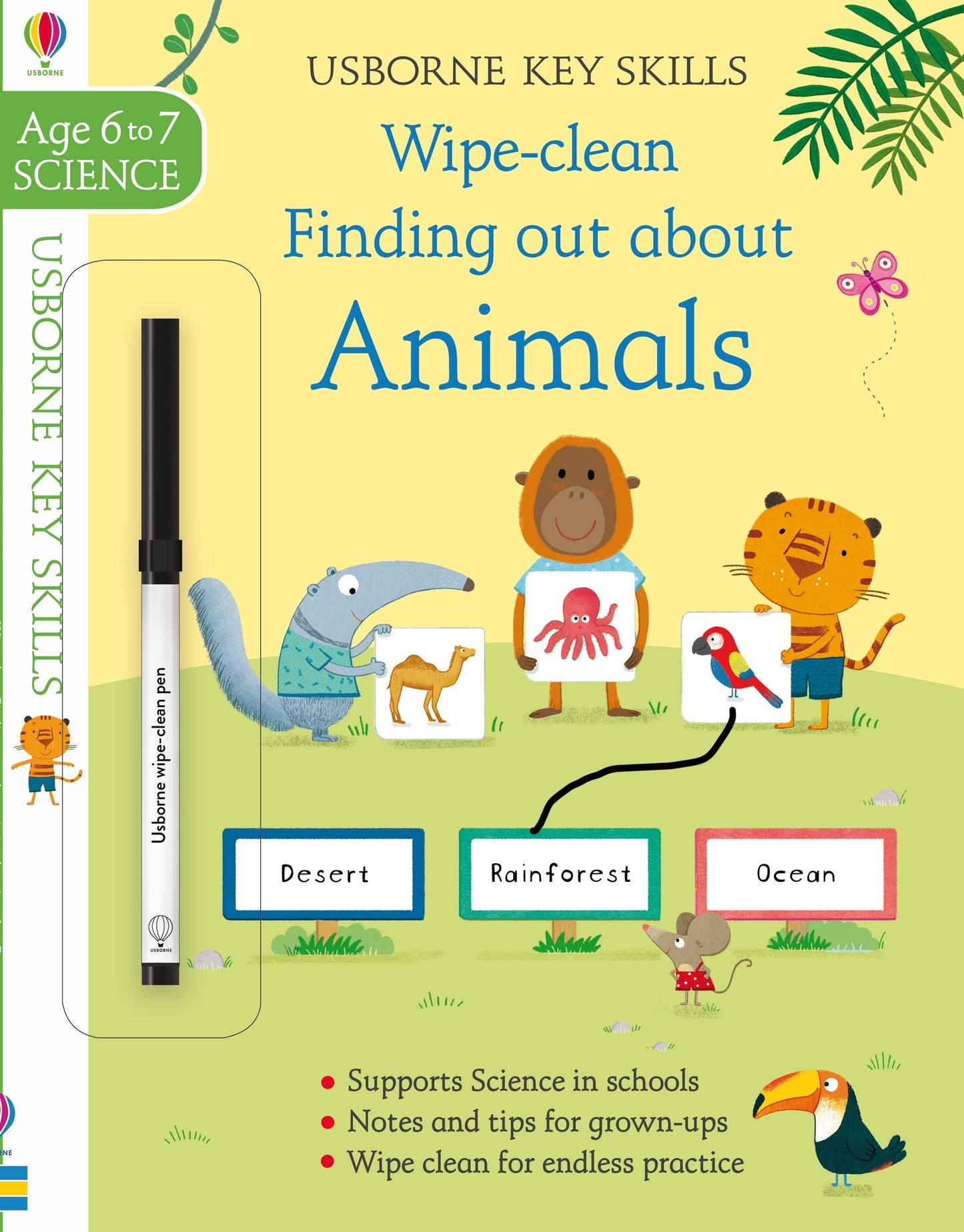 Carte educativa de activitatii - Wipe-Clean Finding Out About Animals 6-7, Usborne