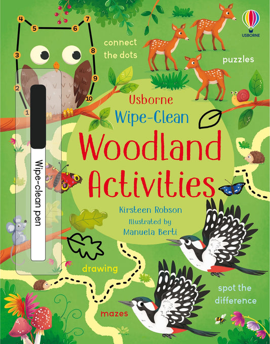 Carte educativă de activitate - Wipe-Clean Woodland Activities, Usborne, 3 ani+