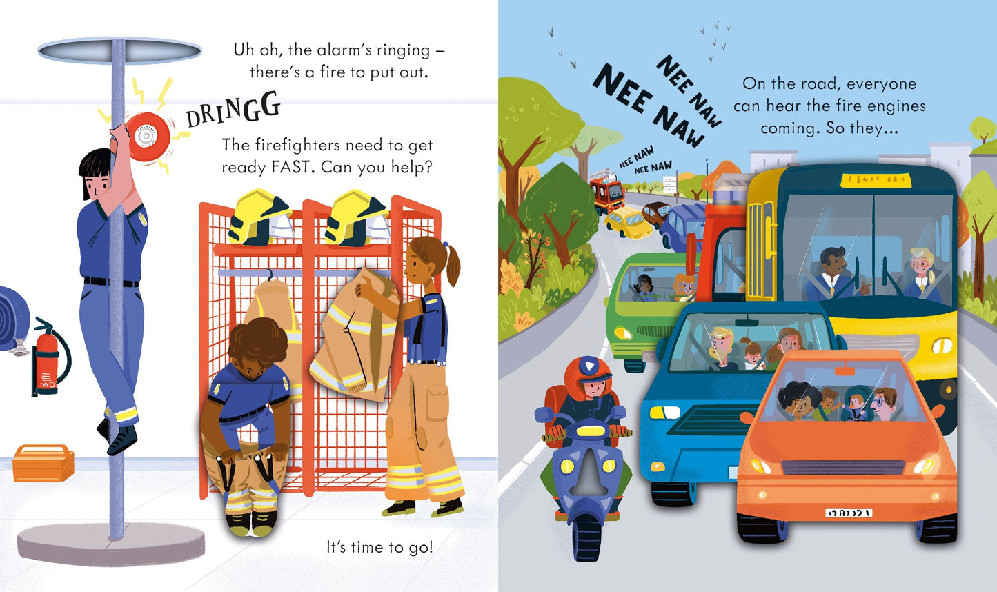Carte clapete pentru copii - Peep Inside how a Fire Engine works, Usborne
