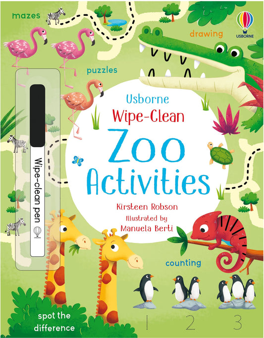 Carte educativa de activitati scrie și șterge - Wipe-Clean Zoo Activities, Usborne