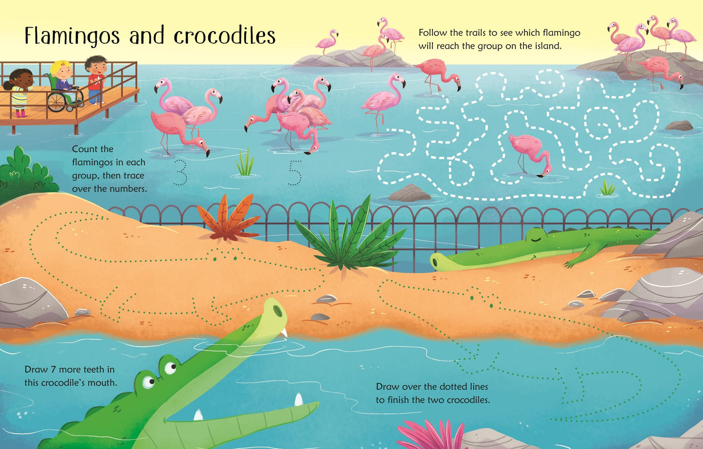 Carte educativa de activitati scrie și șterge - Wipe-Clean Zoo Activities, Usborne