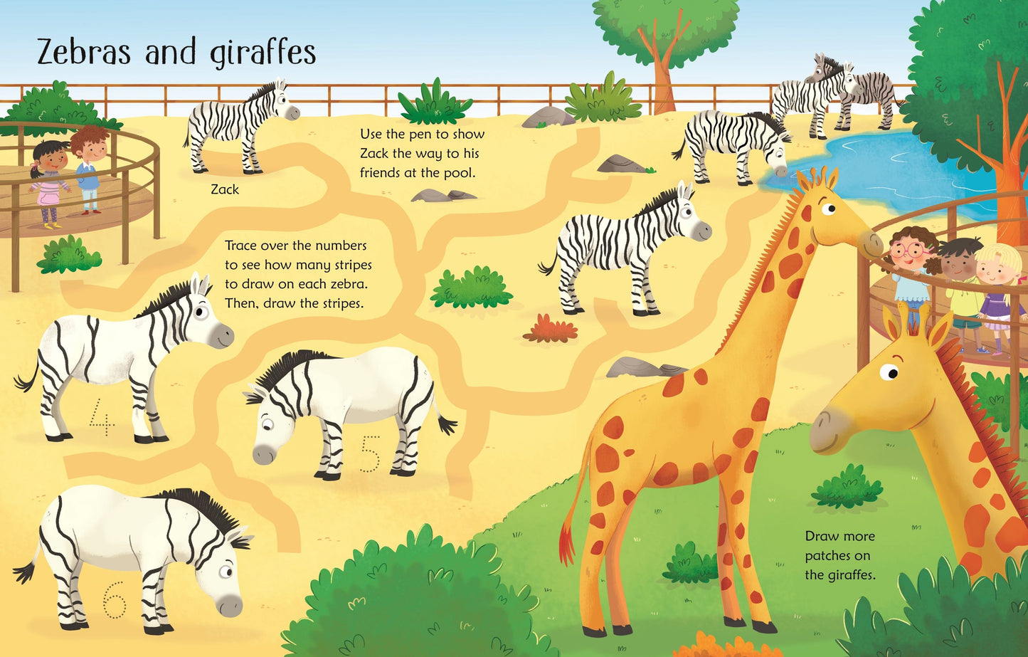 Carte educativa de activitati scrie și șterge - Wipe-Clean Zoo Activities, Usborne