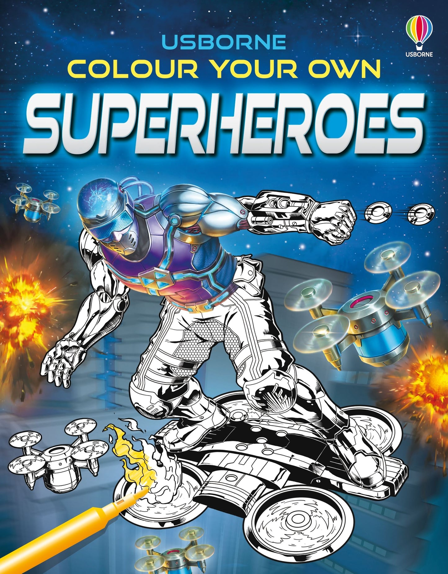 Carte colorat - Colour Your Own Superheroes, Usborne