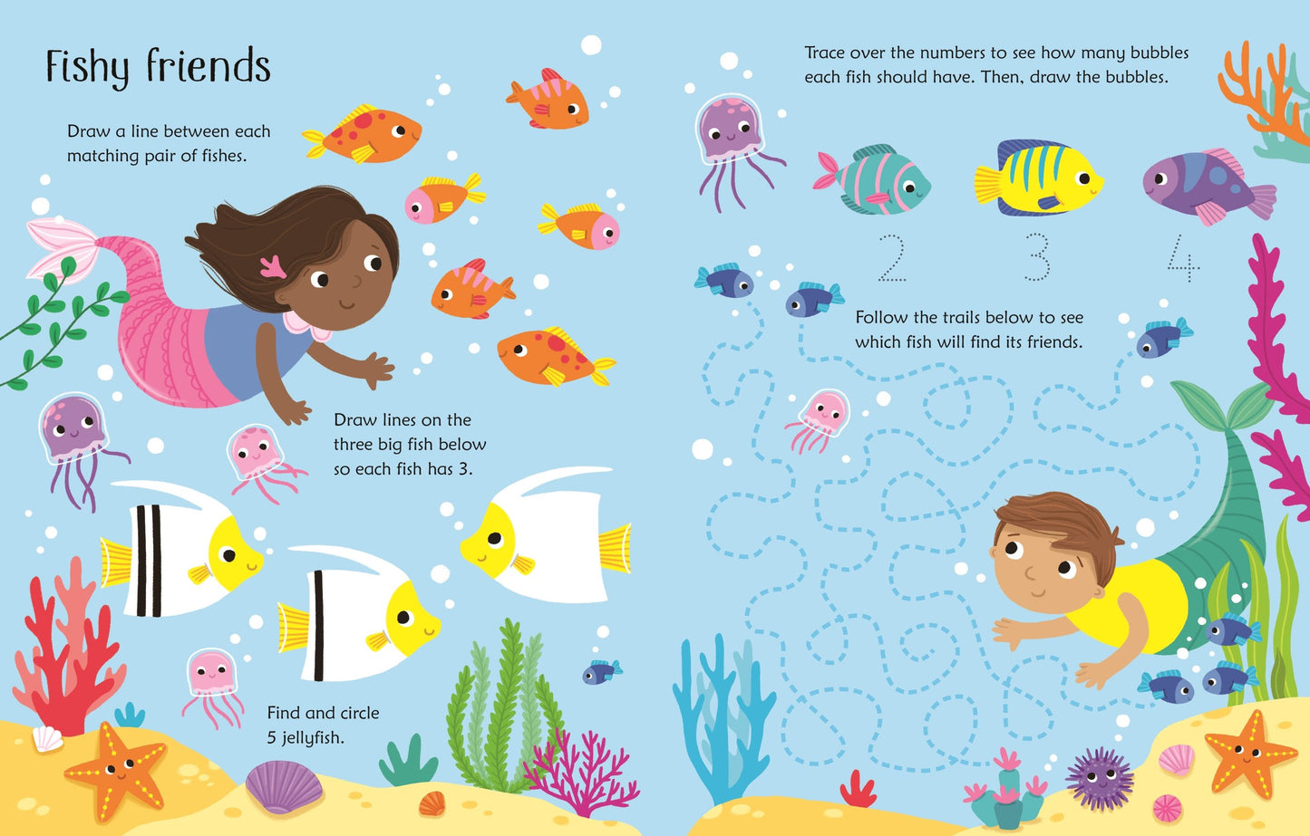 Carte educativa de activitatii - Wipe-Clean Mermaid Activities, Usborne