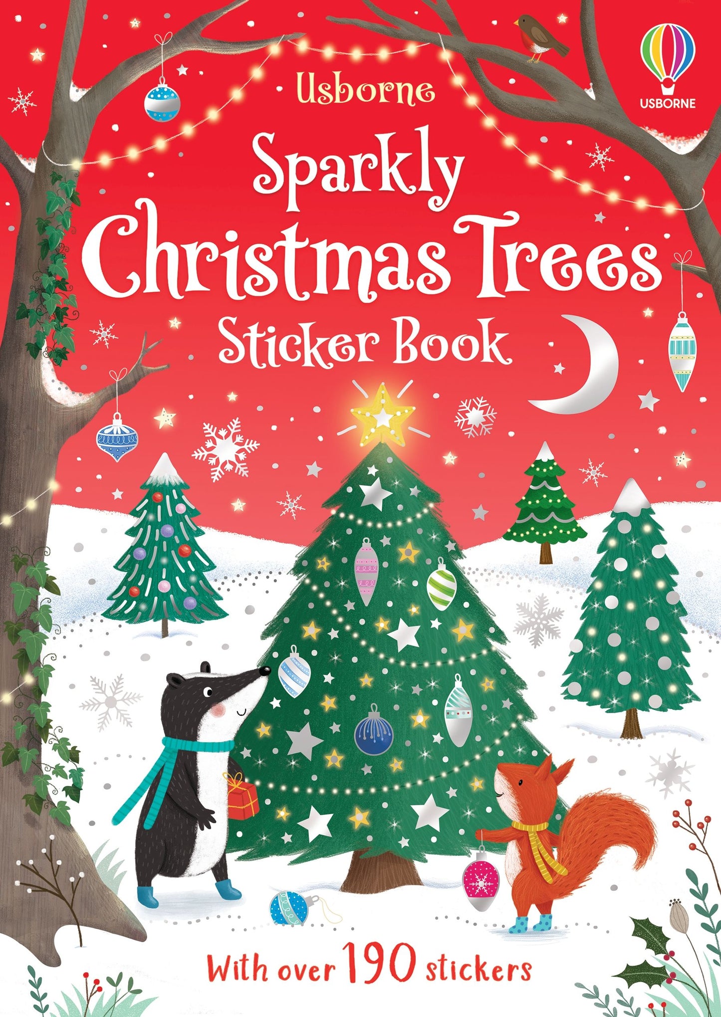 Carte stickere copii - Sparkly Christmas Trees, Usborne