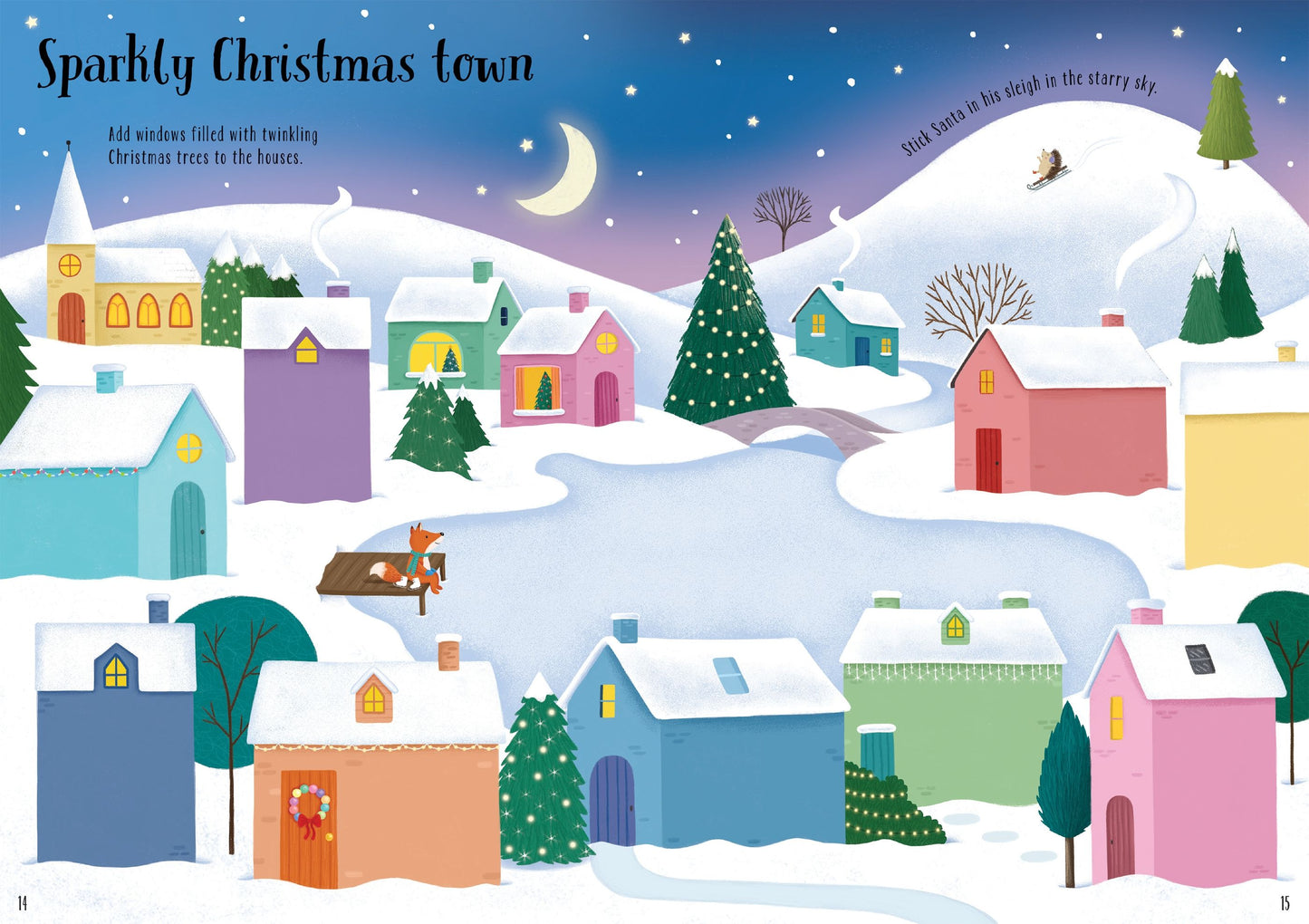Carte stickere copii - Sparkly Christmas Trees, Usborne