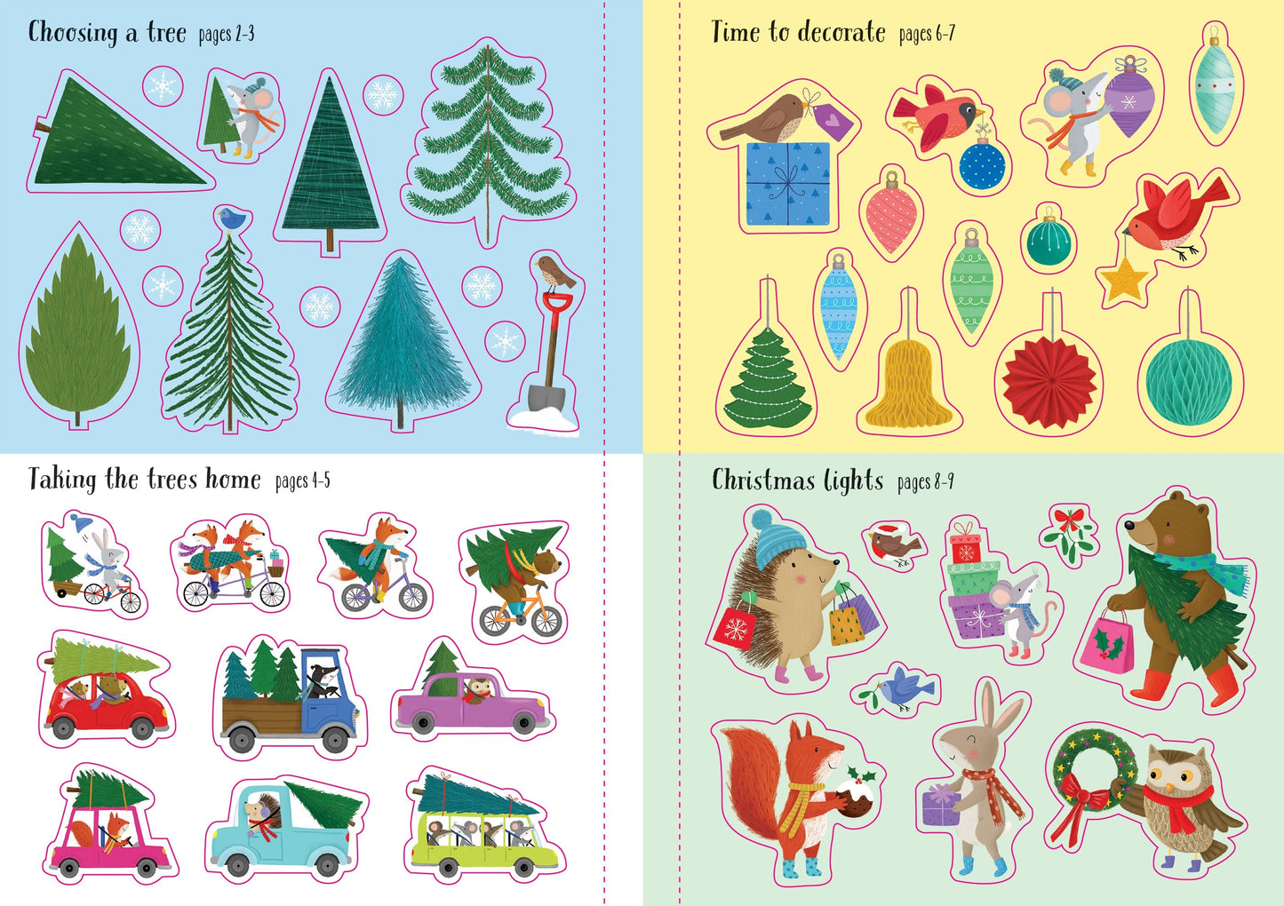 Carte stickere copii - Sparkly Christmas Trees, Usborne