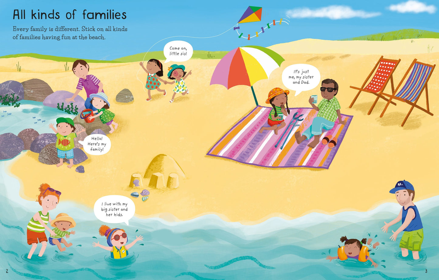 Carte cu stickere - First Sticker Book Families, Usborne, 3 ani+