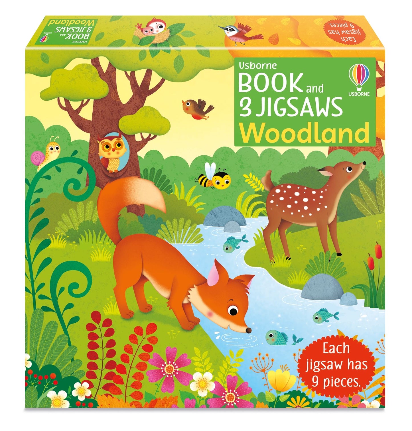 Set puzzle si carte - Book And 3 Jigsaws: Woodland, Usborne